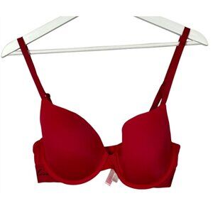 Victorias Secret PInk Bra Womens 34D Wear Everywhere T Shirt Red Lightly Lined